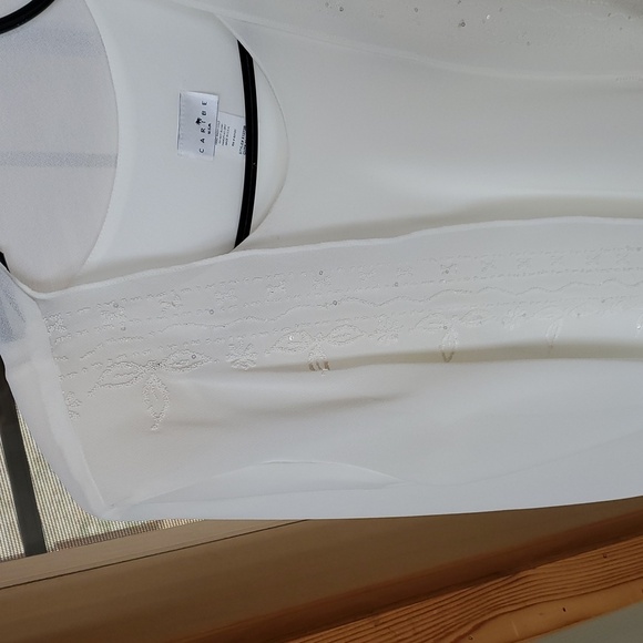 Caribe Elegant Cream Winter White Sz 1XL Event Dress & Jacket Set Wedding Annive - Picture 3 of 16